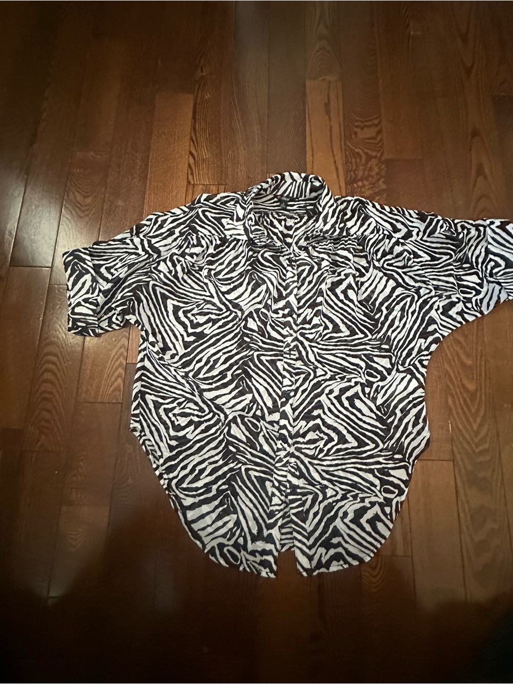 Guess Women's Black and White Zebra Print Blouse